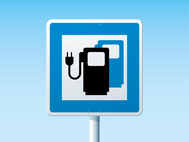 istock Charging Station For Electric Vehicles German Road Sign 1334801975