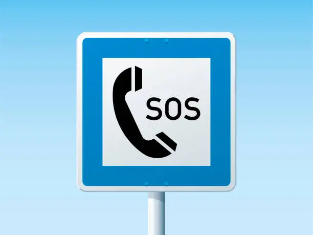 Vector illustration of Emergency Telephone German Road Sign
