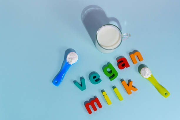 istock Alternative types of vegan dry milks Multi-colored background. Space for copying text 1334803155