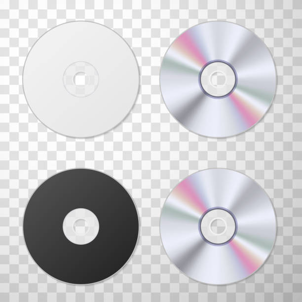 коллекция blu-ray, черно-белых чистых компакт-дисков реалистичной векторной иллюстрации - blu ray disc stock illustrations
