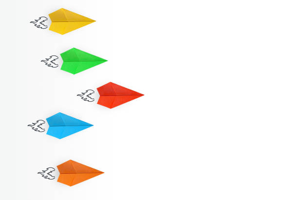 istock Paper plane on white background. Leadership and Business competition concepts. Copy space 1334805529