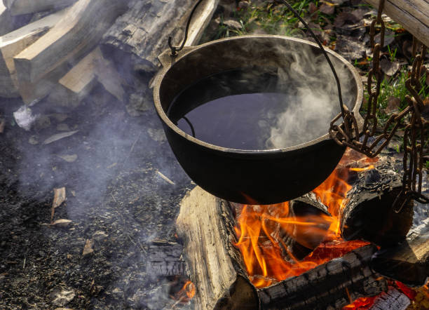 istock boiler with water is on the fire in nature 1334806491