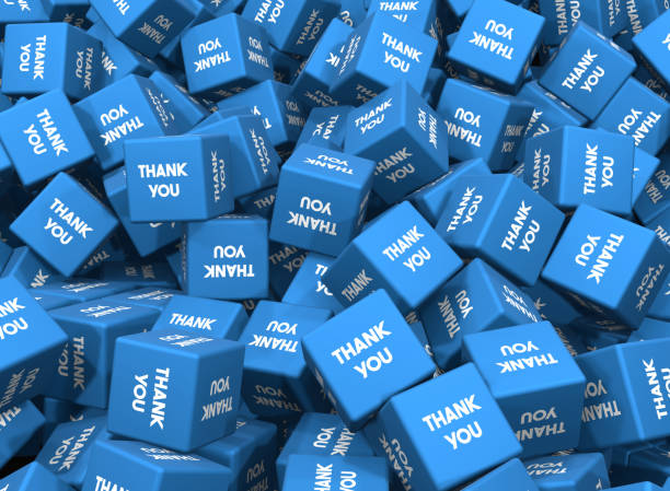 A heap of Blue cubes with Thank You Message
