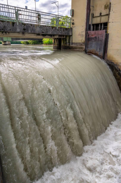 istock Water masses from the Lech flow through a hydroelectric power station 1334812285