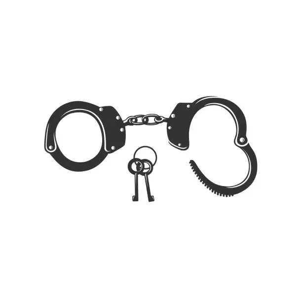 Vector illustration of Handcuffs Sign Isolated On White Background.