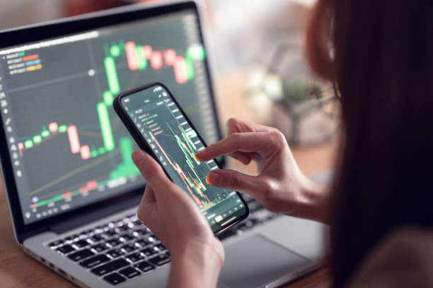 istock Woman is checking Bitcoin price chart on digital exchange on smartphone, cryptocurrency future price action prediction. 1334819331