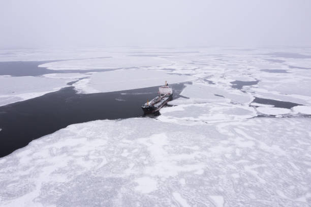 istock The sea vessel is among the ice. 1334820097