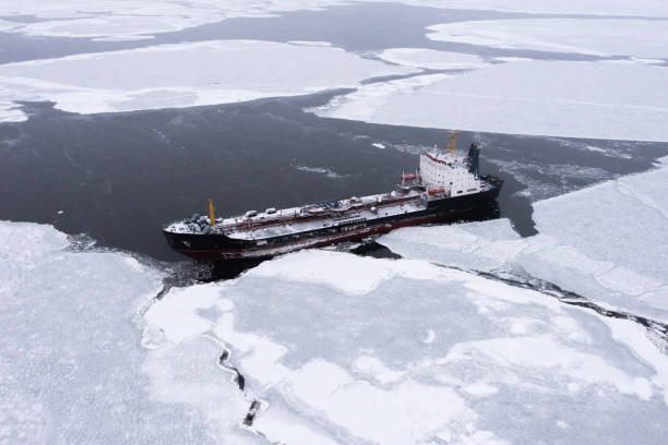 istock The sea vessel is among the ice. 1334820098