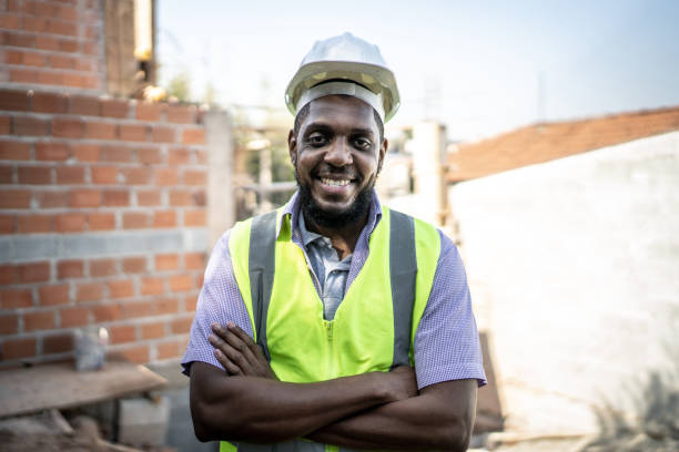 istock Portrait of a construction worker at a construction site 1334823016