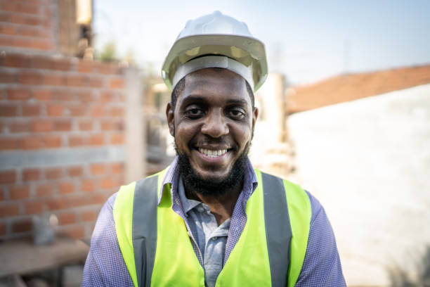istock Portrait of a construction worker at a construction site 1334823028