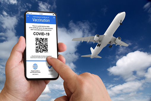 Immunity passport covid-19 vaccination travel mobile phone