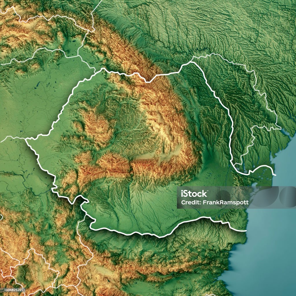 Rumunia 3D Render Mapa topograficzna Kolorowe obramowanie - Zbiór zdjęć royalty-free (Mapa) Rumunia 3D Render Mapa topograficzna Kolorowe obramowanie - Zbiór zdjęć royalty-free (Mapa)