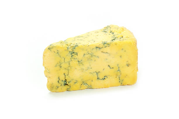 Shropshire Blue Cheese on white background stock photo