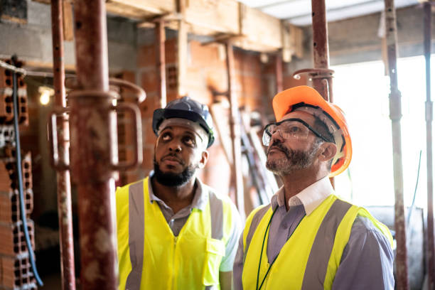 istock Engineer and contractor doing an informal meeting on construction site 1334832349