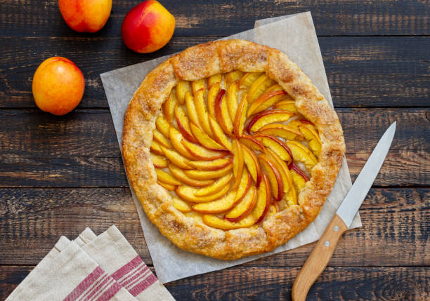 istock Galette or open pie with peaches. Baking. Vegetarian food. 1334836020
