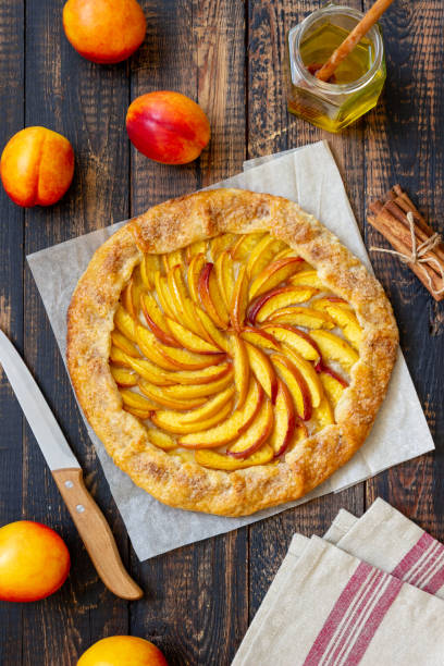 istock Galette or open pie with peaches. Baking. Vegetarian food. 1334836062