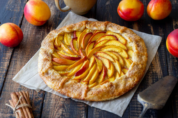 istock Galette or open pie with peaches. Baking. Vegetarian food. 1334836100