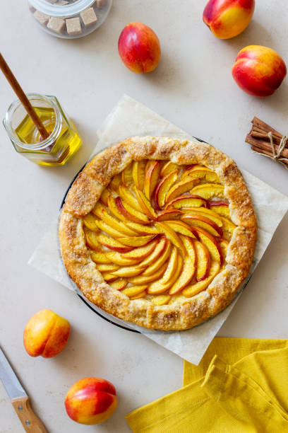 istock Galette or open pie with peaches. Baking. Vegetarian food. 1334836120