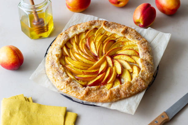 istock Galette or open pie with peaches. Baking. Vegetarian food. 1334836225