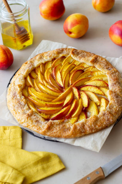 istock Galette or open pie with peaches. Baking. Vegetarian food. 1334836255