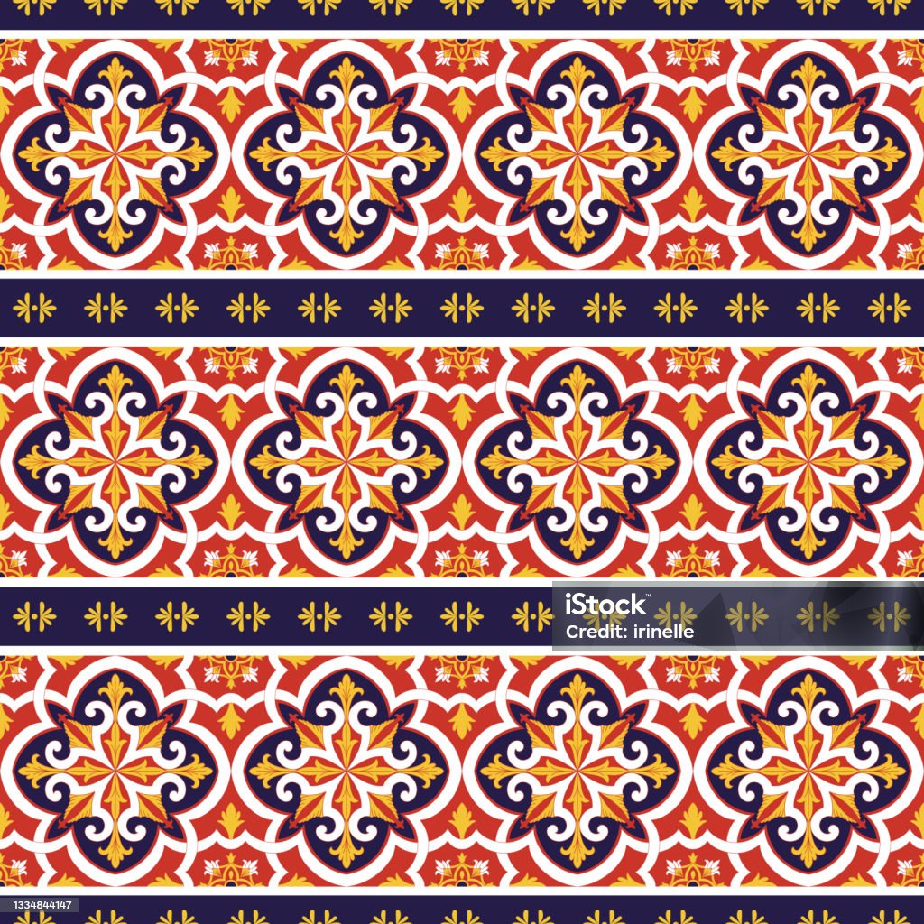 Spanish Pattern Spanish Tile Pattern Vector Seamless With Vintage Border Ornament Stock ...