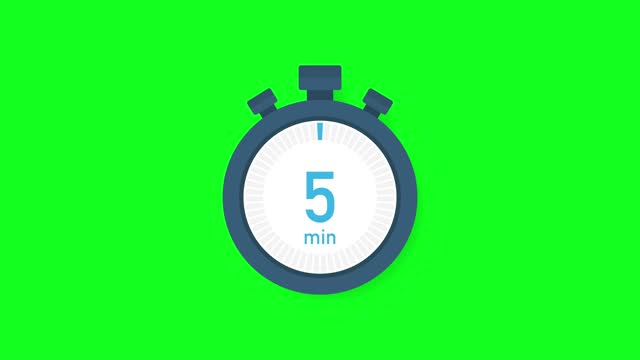 The 5 minutes, stopwatch  icon. Stopwatch icon in flat style. Motion graphics.