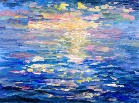 painted seascape in the style of impressionism