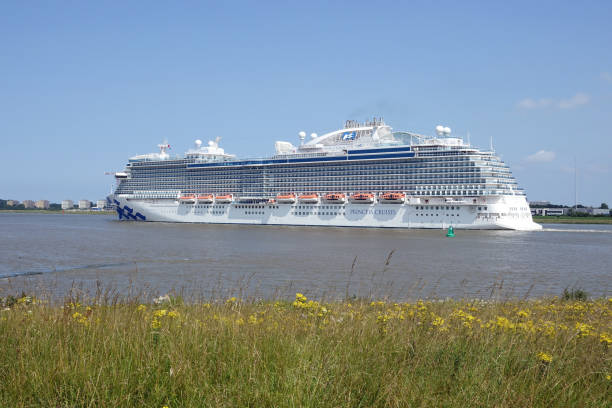 Netherlands. Rotterdam. July 22, 2021.  A cruise ship on the Waterweg to the sea
