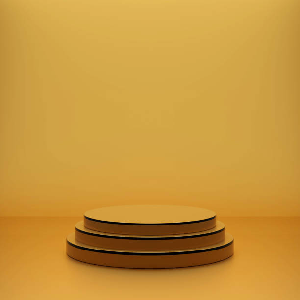 istock The pedestal on background with stand concept Backdrop standing empty shelves 3D illustration. 1334848711