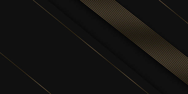 istock Abstract stripes golden lines diagonal overlap on black background. Luxury style 1334850022