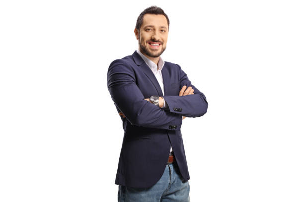 istock Casual office style man posing with crossed arms 1334850163