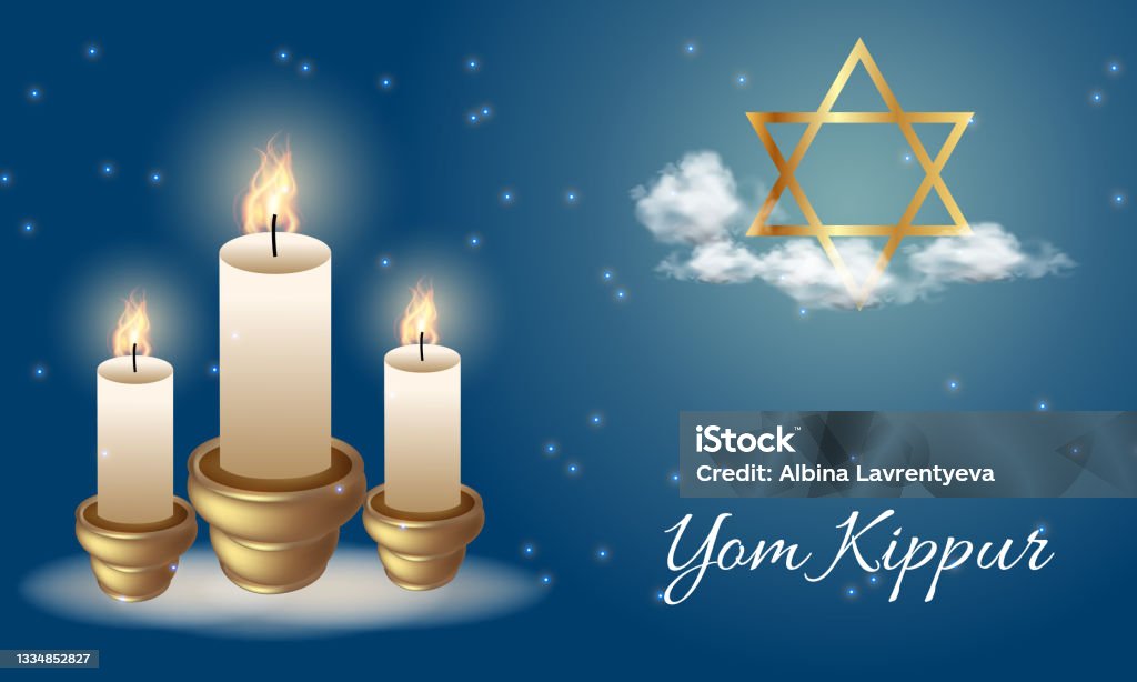 Realistyczny sztandar Jom Kippur. Symbole Jom Kippur. ilustracja wektorowa - Grafika wektorowa royalty-free (Jom Kippur)