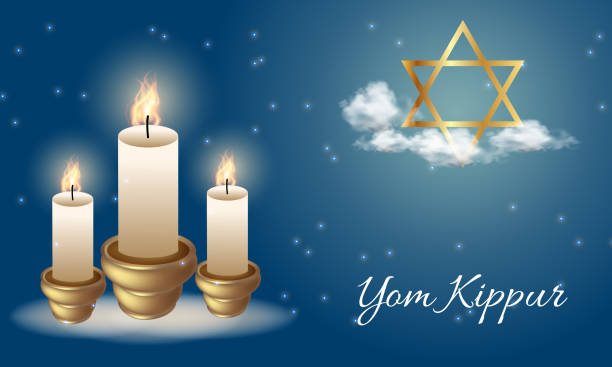 realistic yom kippur banner. yom kippur symbols. vector illustration - yom kippur illüstrasyonlar stock illustrations