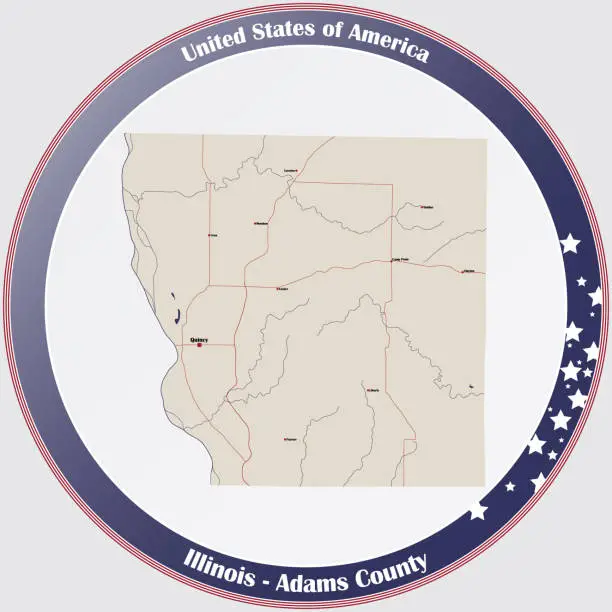 Vector illustration of Map of Adams County in Illinois