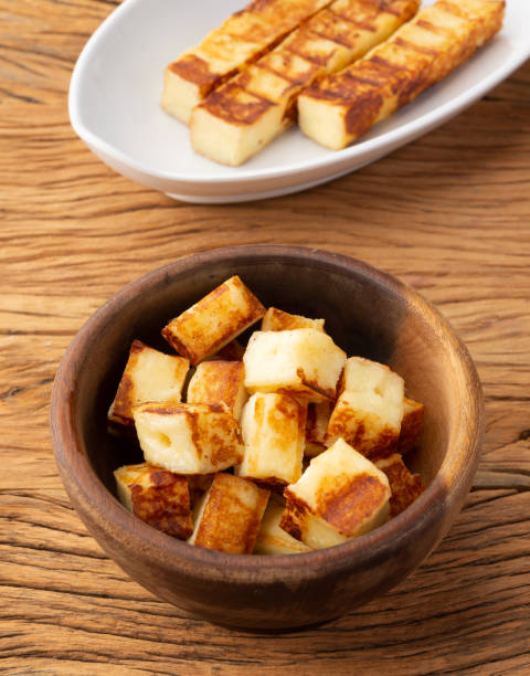 istock Grilled Rennet or Coalho cheese on a wooden bowl 1334854415