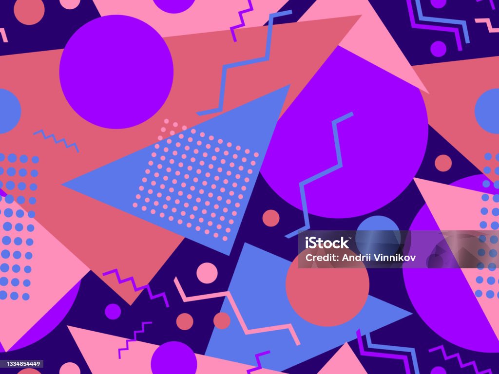80s Triangular Pattern Geometric Seamless Pattern In 80s Style Geometric Shapes Triangles ...