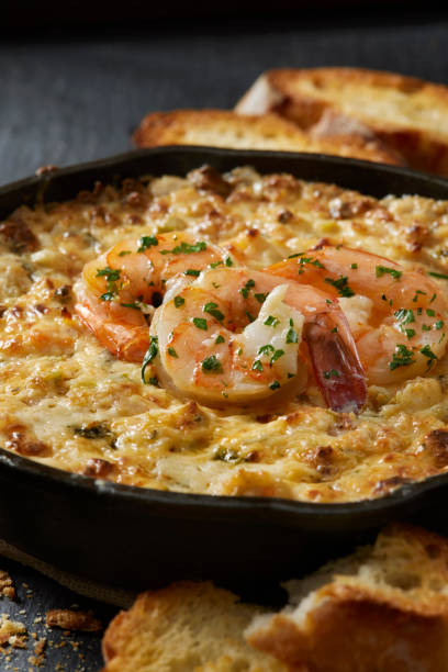 istock Cheesy Baked  Shrimp Dip with Toasted Crostini's 1334854573