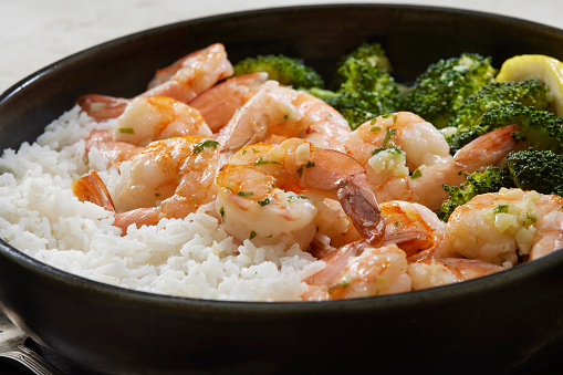 Shrimp and Rice Bowl with Steamed Broccoli