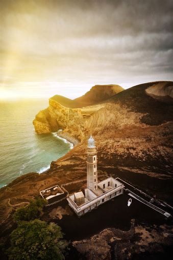 Lighthouse of Ponta dos Capelinhos on the Azores, Portugal, post processed using exposure bracketing