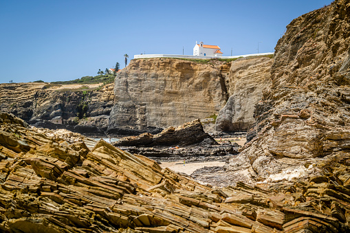 Cliffy beach in Zambujeira Do Mar, Vincentina Coast Natural Park, Alentejo, Portugal