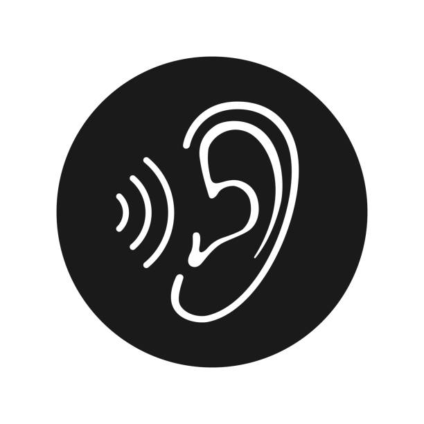symbol ucha - listening people human ear speaker stock illustrations