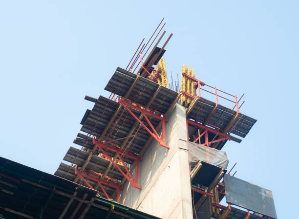 istock Steel platform for high rise building construction. 1334863057