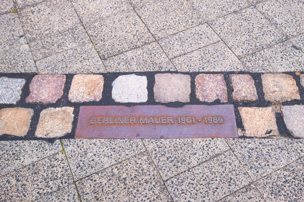 istock Bricks showing theprivious location of the Berlin Wall, Germany 1334864706
