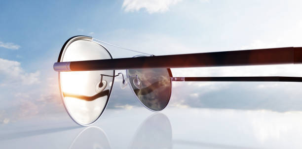 istock Polarized sunglasses on sunny sky UV protection 1334866415