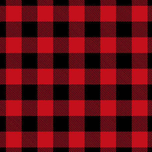 abstrakte geometrische tartan-check-nahtlosmuster. buffalo check karierten gingham checker schwarz, rot. endlose textur mit für dekoratives papier, stoff. vector weihnachtshintergrund - plaid stock-grafiken, -clipart, -cartoons und -symbole