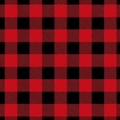 Abstract geometric tartan check seamless pattern. Buffalo check plaid gingham checker black, red. Endless texture with for decorative paper, fabric. Vector Christmas background.