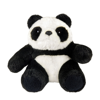 Soft cute panda toy isolated on white background.