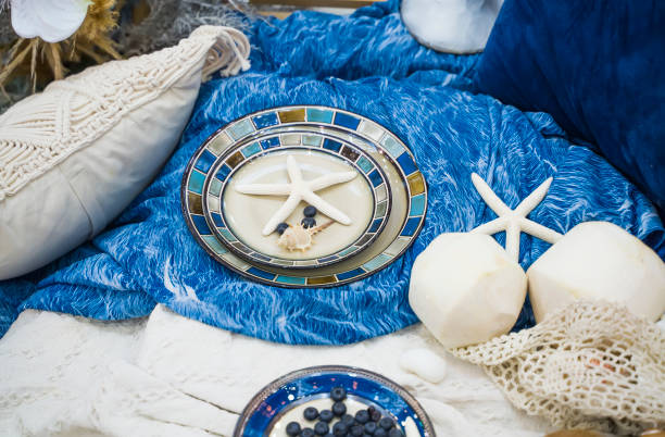 Beach Themed Ocean Wedding Reception Decorations. Party Centerpiece with Starfish