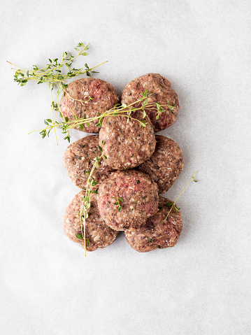 Meatball, Raw Food, White Background,\tMinced, Meat, Herb, Lamb , Food and drink, ground meat, minced meat