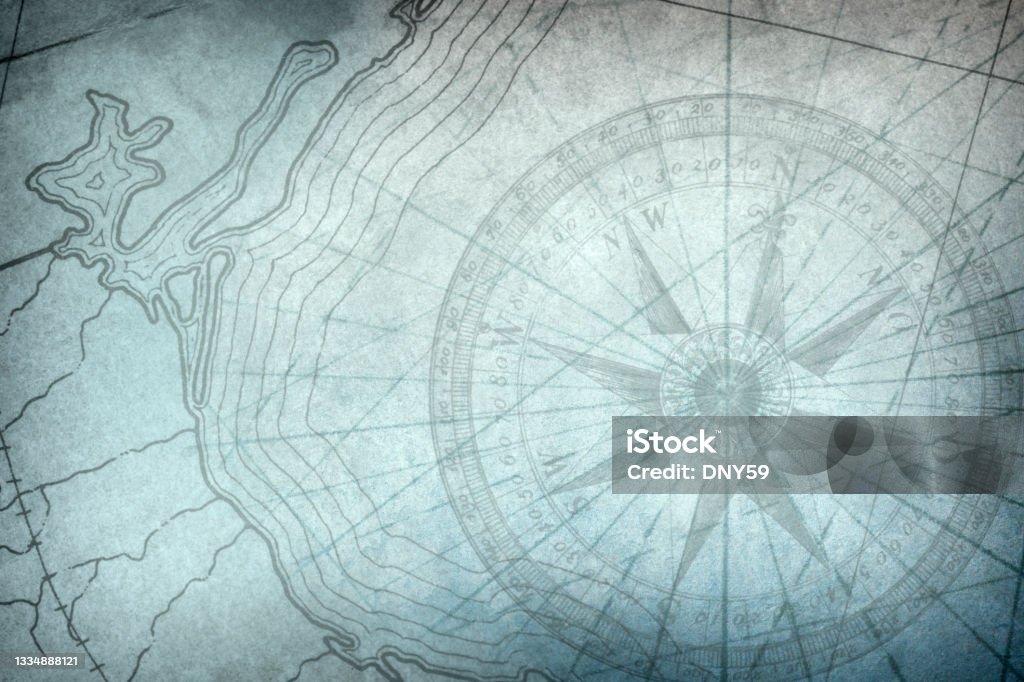 Editable Compass Map Compass And Map Stock Photo - Download Image Now - Map, Latitude ...